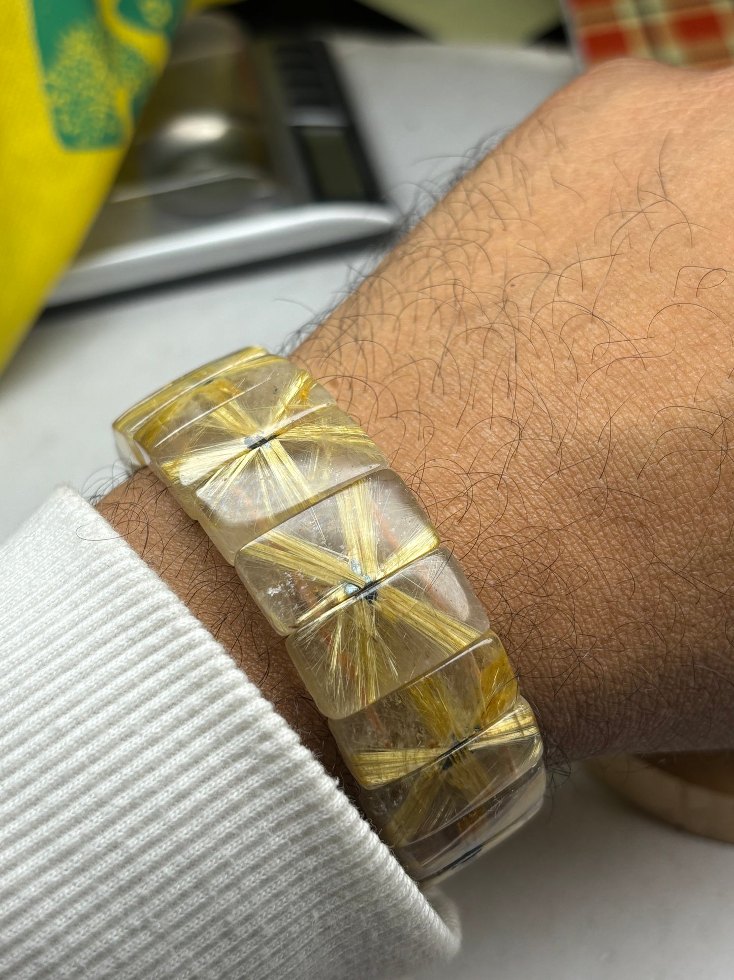 Natural rutilated golden quartz natural trapiche style rare item unisex