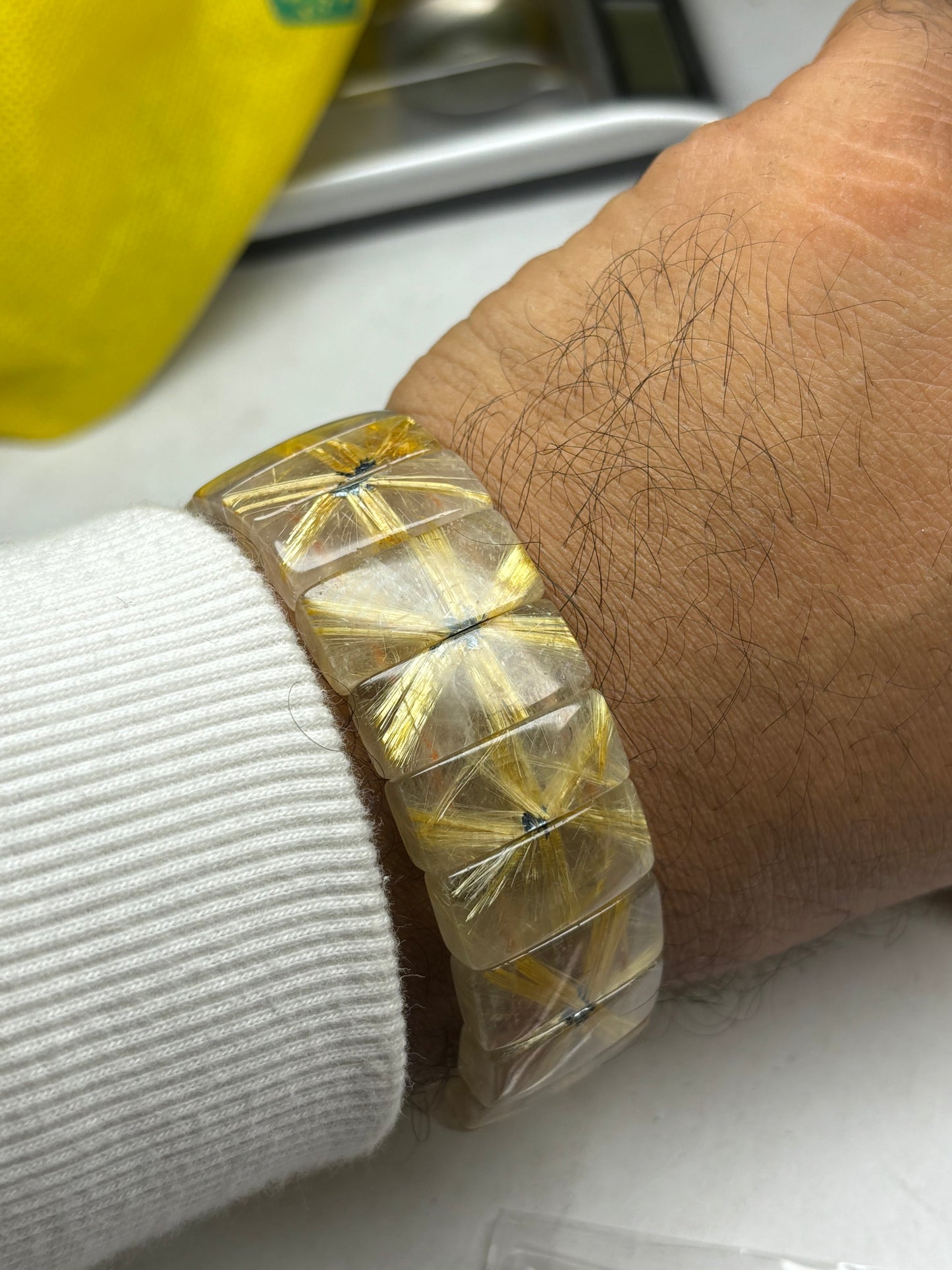 Natural rutilated golden quartz natural trapiche style rare item unisex