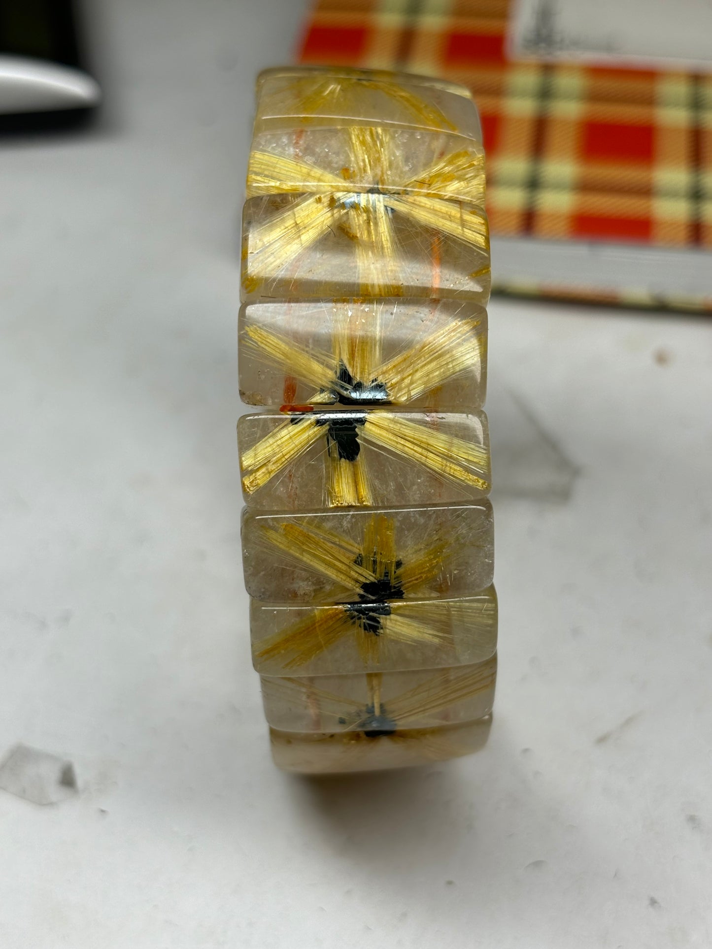 Natural rutilated golden quartz natural trapiche style rare item unisex