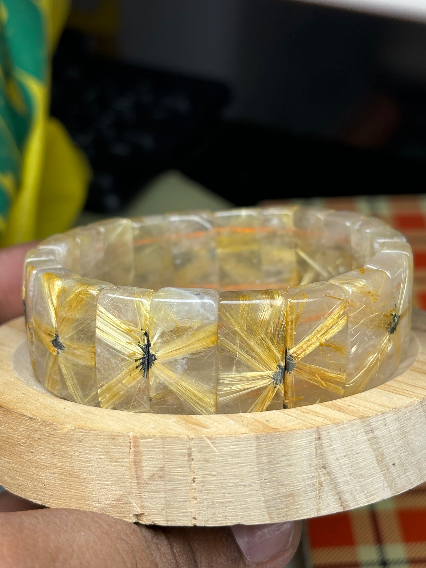 Natural rutilated golden quartz natural trapiche style rare item unisex