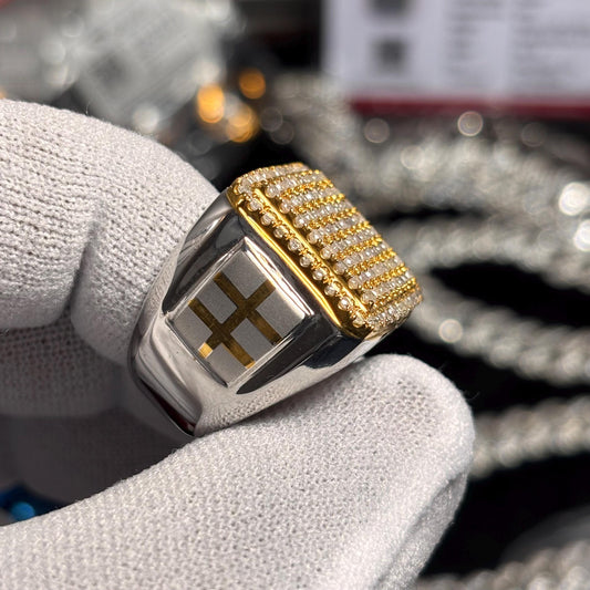 Handmade 925 Silver Ring: 1.5ct Natural Yellow Diamond Pave