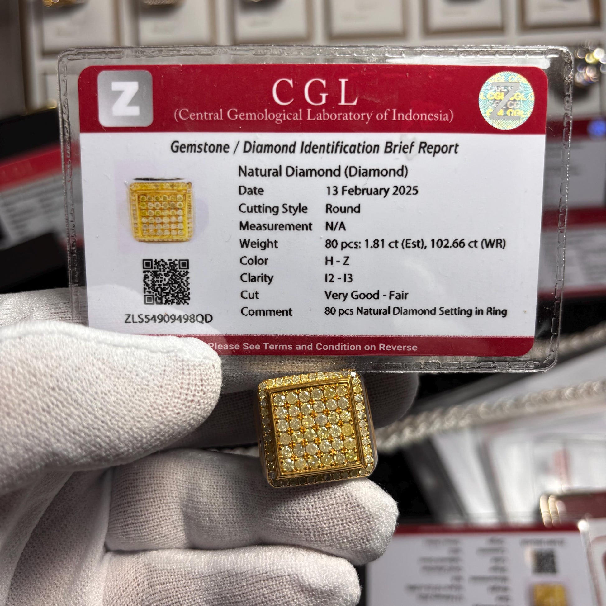 Handmade 925 Silver Ring: 1.5ct Natural Yellow Diamond Pave
