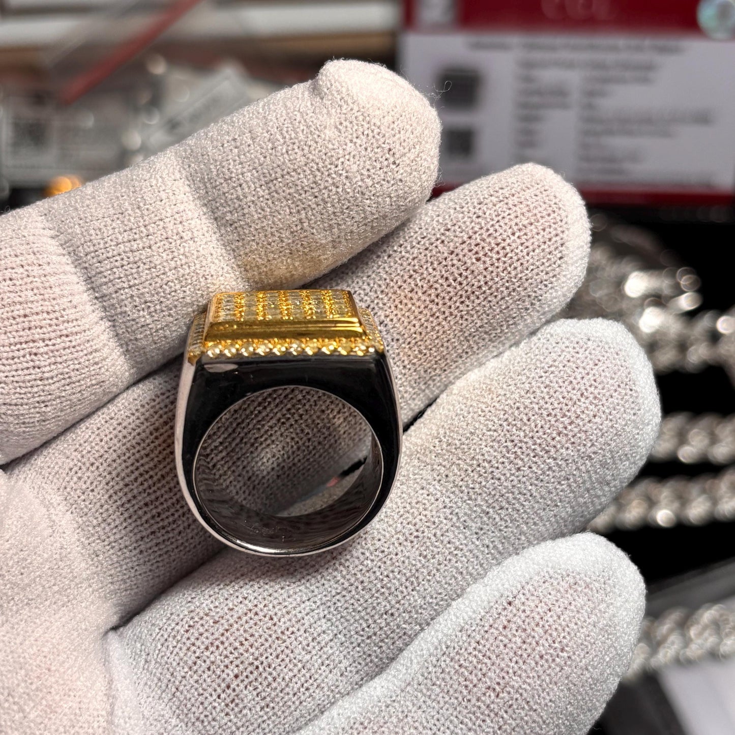 Handmade 925 Silver Ring: 1.5ct Natural Yellow Diamond Pave