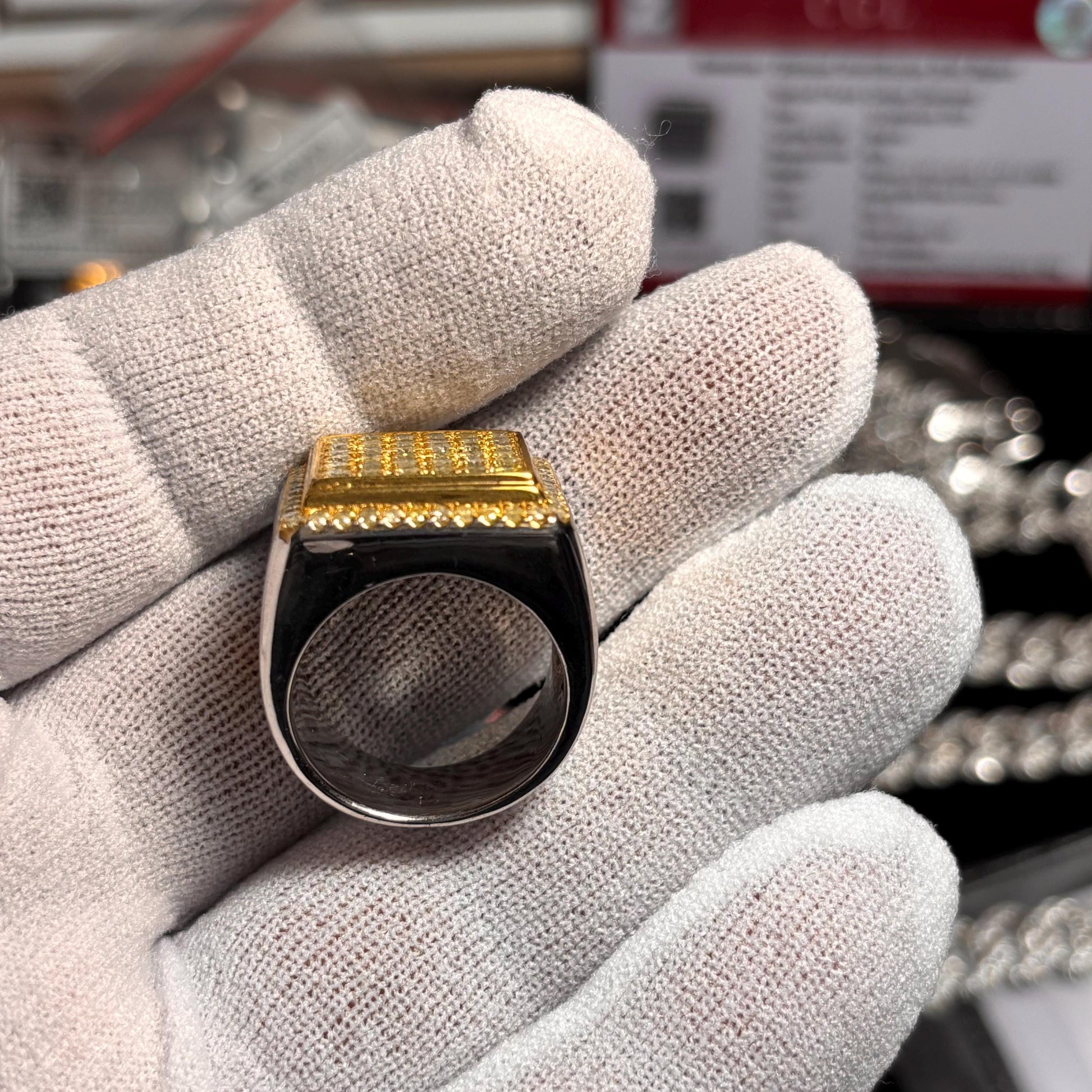 Handmade 925 Silver Ring: 1.5ct Natural Yellow Diamond Pave