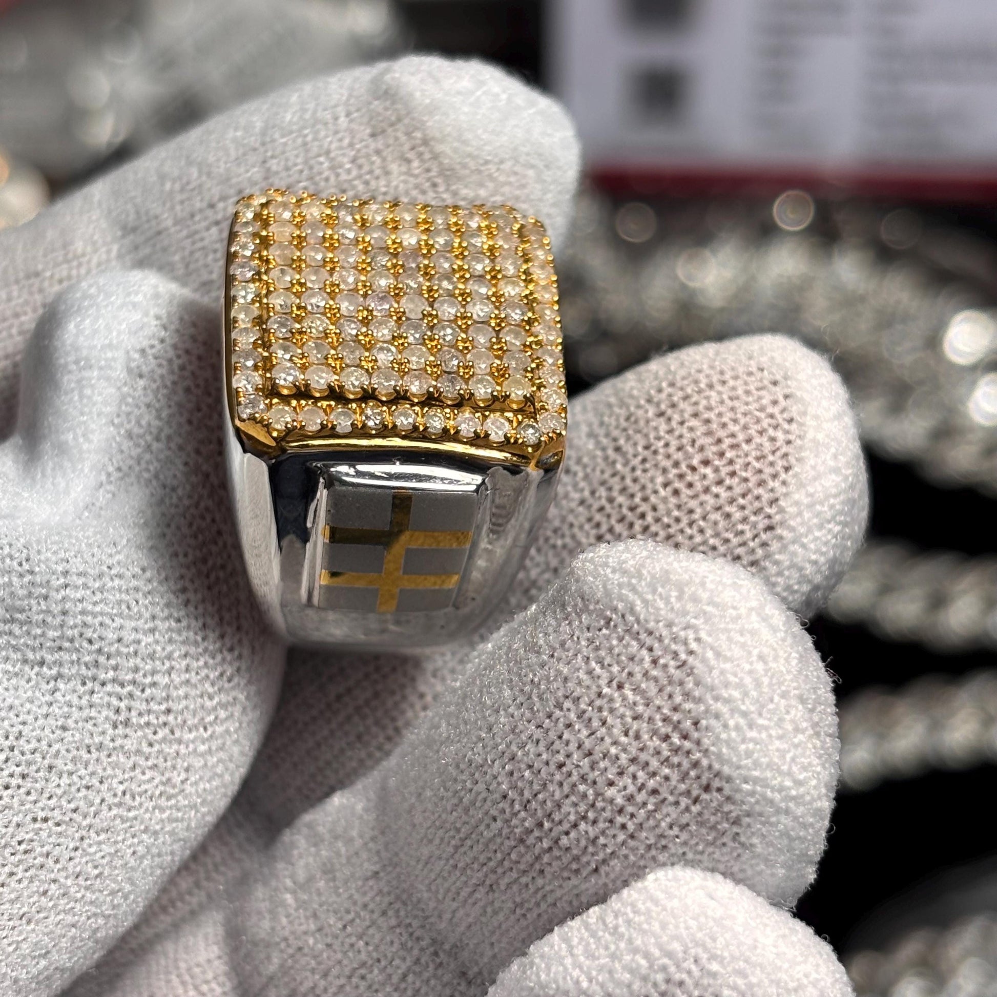 Handmade 925 Silver Ring: 1.5ct Natural Yellow Diamond Pave