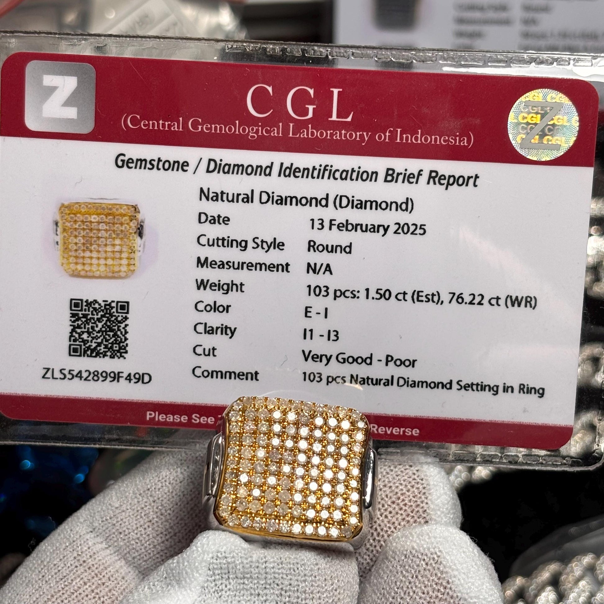 Handmade 925 Silver Ring: 1.5ct Natural Yellow Diamond Pave